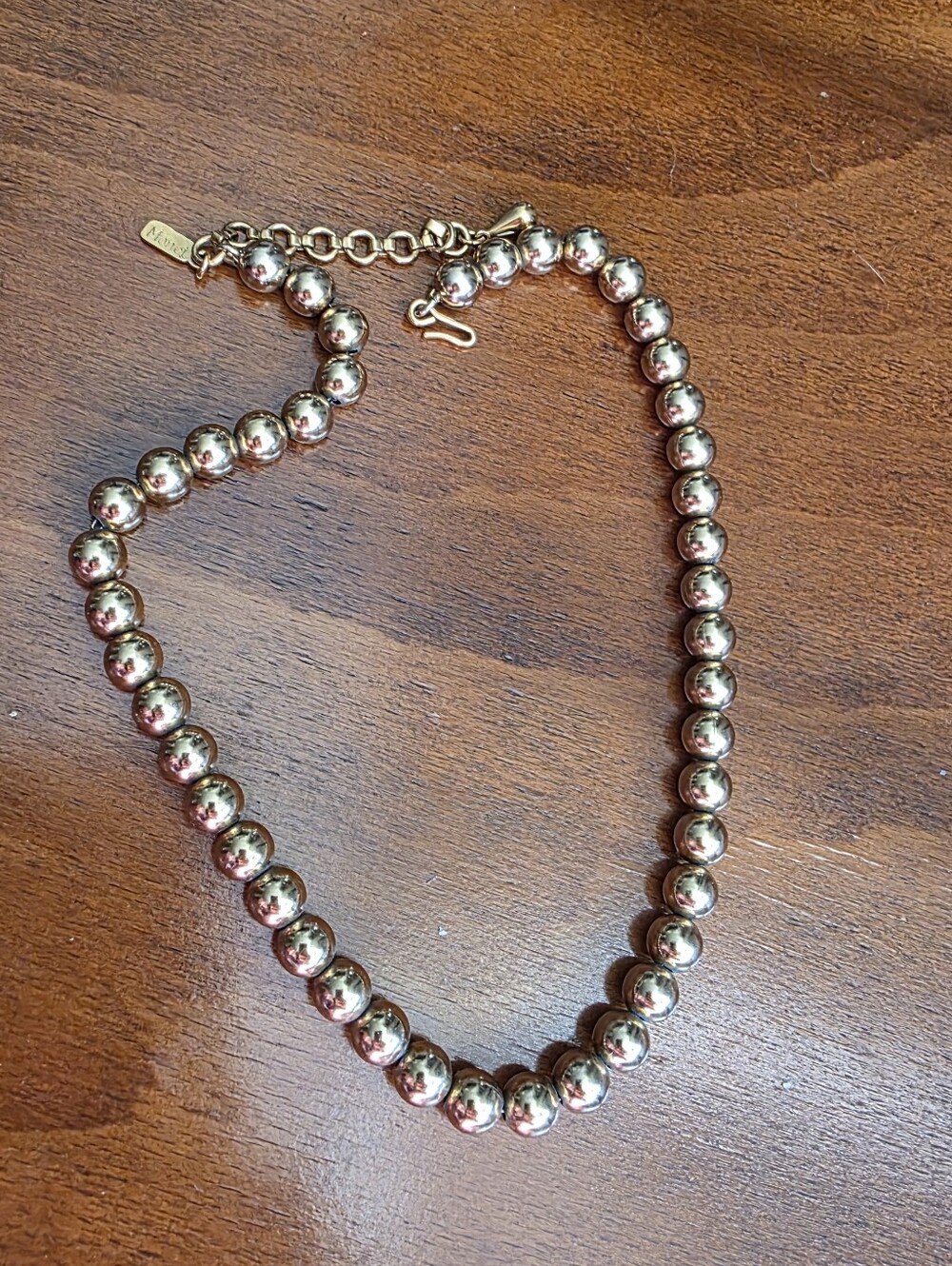 Monet Polished Gold Bead Necklace